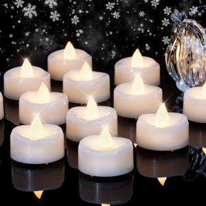 LED Candles, Tea Lights Candles Battery Operated Bulk, 50-Pack Long-Lasting 200 Hours Flameless Tealight Candles, Realistic Tea Lights for Christmas Halloween Wedding, 1.5'' D X 1.25'' H
