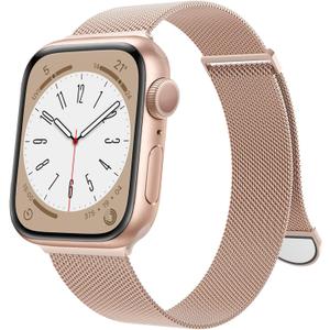 MARGE PLUS Compatible with Apple Watch Band 38mm 40mm 41mm 42mm 44mm 45mm 46mm 49mm Women Men, Stainless Steel Mesh Loop Magnetic Clasp Replacement for iWatch Series 11 10 9 8 7 6 5 4 SE3 SE2 Ultra 3 (A-Champagne Gold)