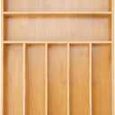 Silverware Organizer Kitchen Drawer Organizer Utensil Organizer Bamboo Silverware Holder Cutlery Organizer in Drawer Flatware Organizer Tray (7 slots, Natural)