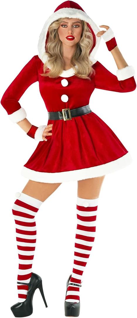 Morph Mrs Claus Costume - Adult Santa Dress for Women - Christmas Costume (Small)
