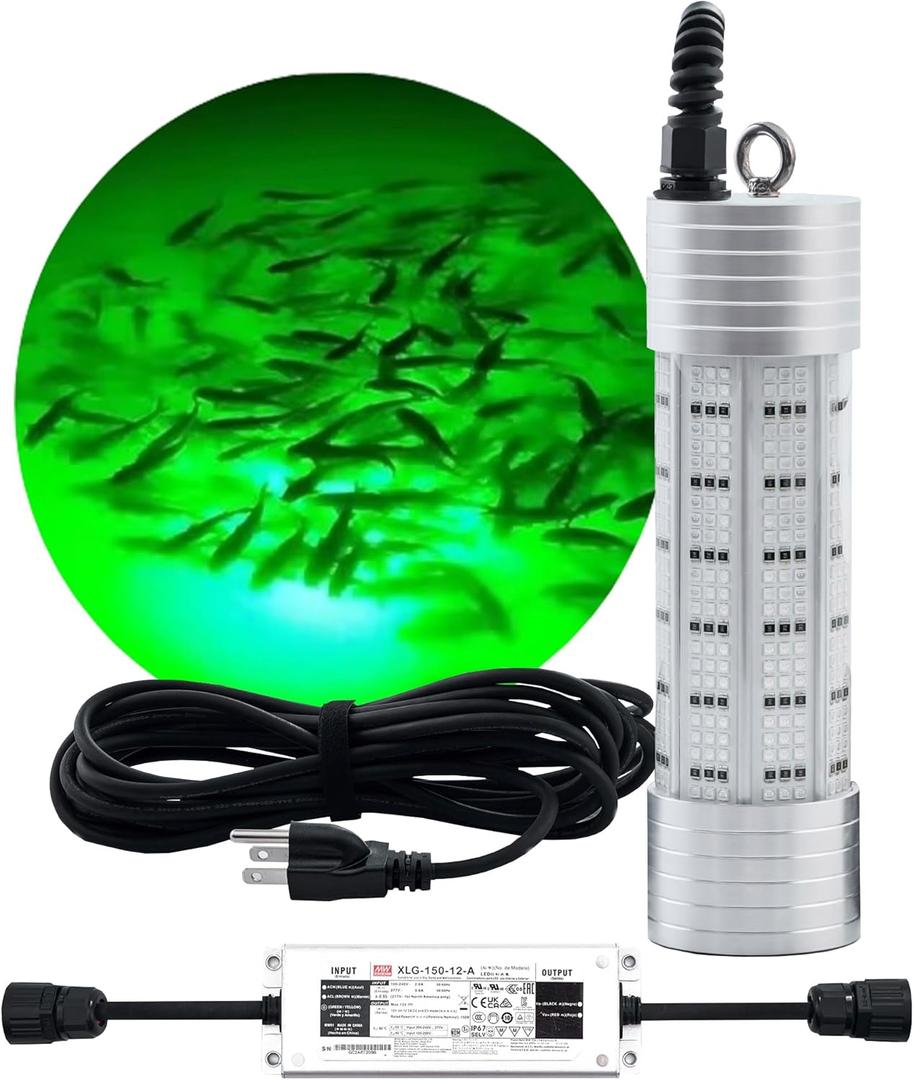 Underwater Fishing Light,Green Light for Fishing 150W High Brightness 20000 Lumens Green Fishing Light 110V&12V LED Submersible Fish Light for Boats,Docks or Kayaks,IP68 Fishing Lamp 30ft Power Cord Underwater Fishing Light,Green Light for Fishing 150W High Brightness 20000 Lumens Green Fishing Light 110V&12V LED Submersible Fish Light for Boats,Docks or Kayaks,IP68 Fishing Lamp 30ft Power Cord