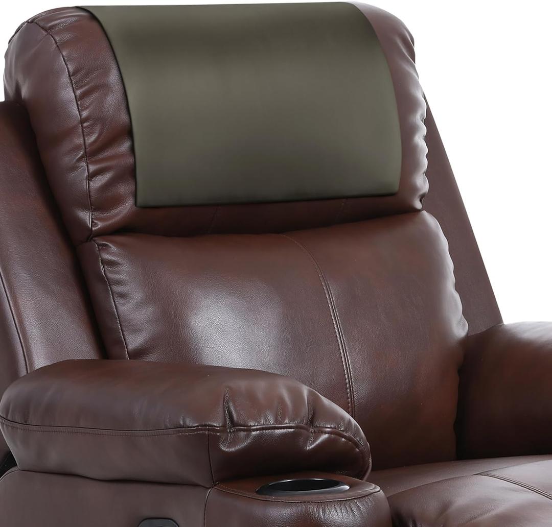 Recliner Headrest Protector, Non-Slip Faux Leather Headrest Cover | Waterproof & Washable | for Recliner Chair, Sofa, Office & Theater Seats 17x27 in (Sandstone Grey Leather)