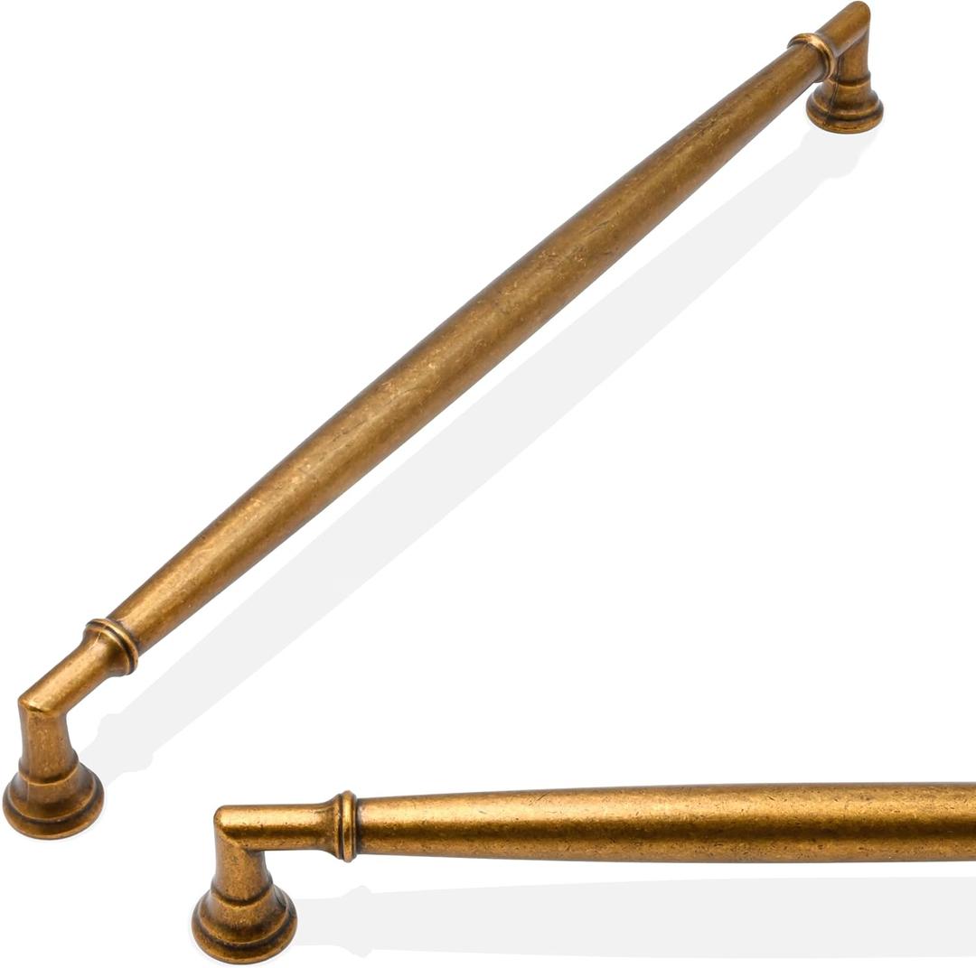 10 Pack Antique Brass Cabinet Pulls 10 Inch(254mm) Kitchen Cabinet Handles Cabinet Hardware for Drawer Pulls (10" Hole Center)