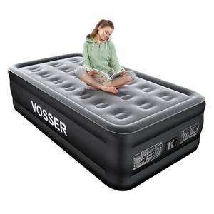 Air Mattress Twin with Built in Pump,18” Raised Blow Up Mattress,Inflatable Mattress in 2 Mins,Single Twin Size Air Mattress for Home,Floor&Camping, Air Bed for Adults,330LB Max,Black