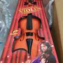 generic 15.4 Inch Violin Model, Simulated Acoustic Violin Model with Bow Adjustable String Musical Beginner Develop Instrument Practice (Light Brown)