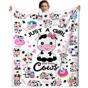 Cow Blanket Soft Cozy Flannel Cows Throw Blanket Bedding Decor Stuff Cow Lovers Gifts for Girls Women Kids Adults 50"x40"