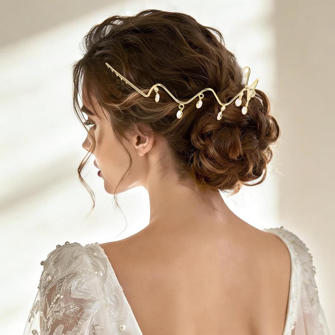 Yougeigy Bride Wedding Headband Bridal Hair Piece, Wedding Hair Accessories for Women and Girls, Fashion Rhinestone Adjustable Hairbands Birthday Gifts