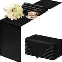 Q&J Fabric Co 12 Packs Satin Black Table Runner Festive Gifts, 12x108 Inches Long, Silk-Like Smooth Satin Table Decor for Christmas Thanksgiving Wedding Birthday Party Banquets Decorations