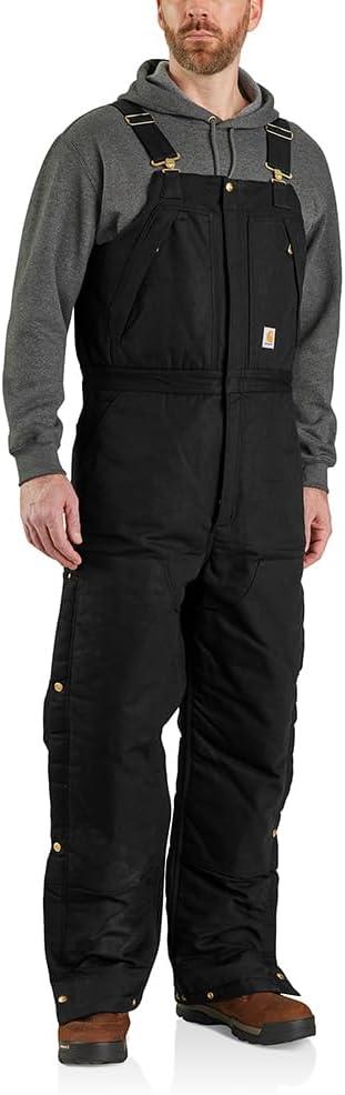 Carhartt Men's Loose Fit Firm Duck Insulated Biberall (3X-Large Tall, Black)