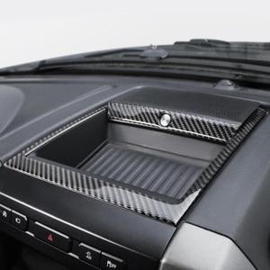 BETTERHUMZ Car Dashboard Storage Box Cover Frame Trim Compatible with Ford F150 Raptor 2015-2020 Carbon Fiber Center Console Sticker Interior Moulding Accessories (Black)