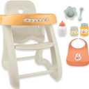 JC Toys - for Keeps Playtime! | Baby Doll High Chair | Fits Dolls up to 17" | Sturdy High Chair and Play Accessories | Ages 2| Earth Tone Colors