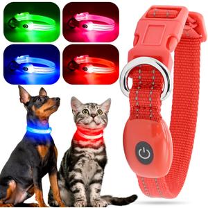 YFbrite Light up Dog Collars for Night Walking, Rechargeable LED Cat Collar, Comfortable Adjustable Lighted Dog Collar Rechargable for Cats, Small, Medium and Large Dogs (Red, XS)