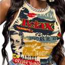 SOLY HUX Women's Y2k Tops Vintage Graphic Tank Top Sleeveless Tight Fitted Shirt Summer Concert Rave Outfits M