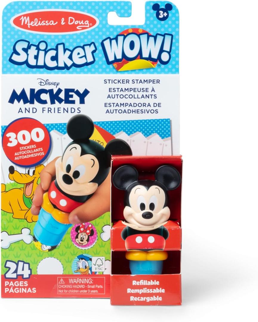 Melissa & Doug Sticker Wow! 24-Page Activity Pad and Sticker Stamper, 300 Stickers, Arts and Crafts Fidget Toy Collectible Character  Disney Mickey Mouse - for Kids Ages 3+ - FSC Certified