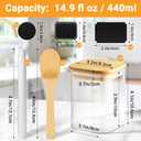 Glass Jars with Bamboo Lids, 15 Fl.oz Glass Storage Jars with Airtight Lids Set of 4, Clear Pantry Containers for Spice, Sugar, Coffee, Tea, Nuts, Beans - Included Labels, Marker and Spoon