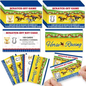 JULMELON 101 Pcs Kentucky Horse Derby Party Games Scratch Off Cards, Horse Racing Derby Scratch Off Tickets Derby Betting Cards Derby Party Fortune Games for Adults Derby Horse Race Party Supplies
