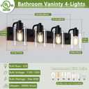 Dpyrrhic Bathroom Vanity Light, Modern Matte Black 4-Light Bathroom Lights Over Mirror with Clear Glass Shade,Wall Sconces for Bedroom,Living Room