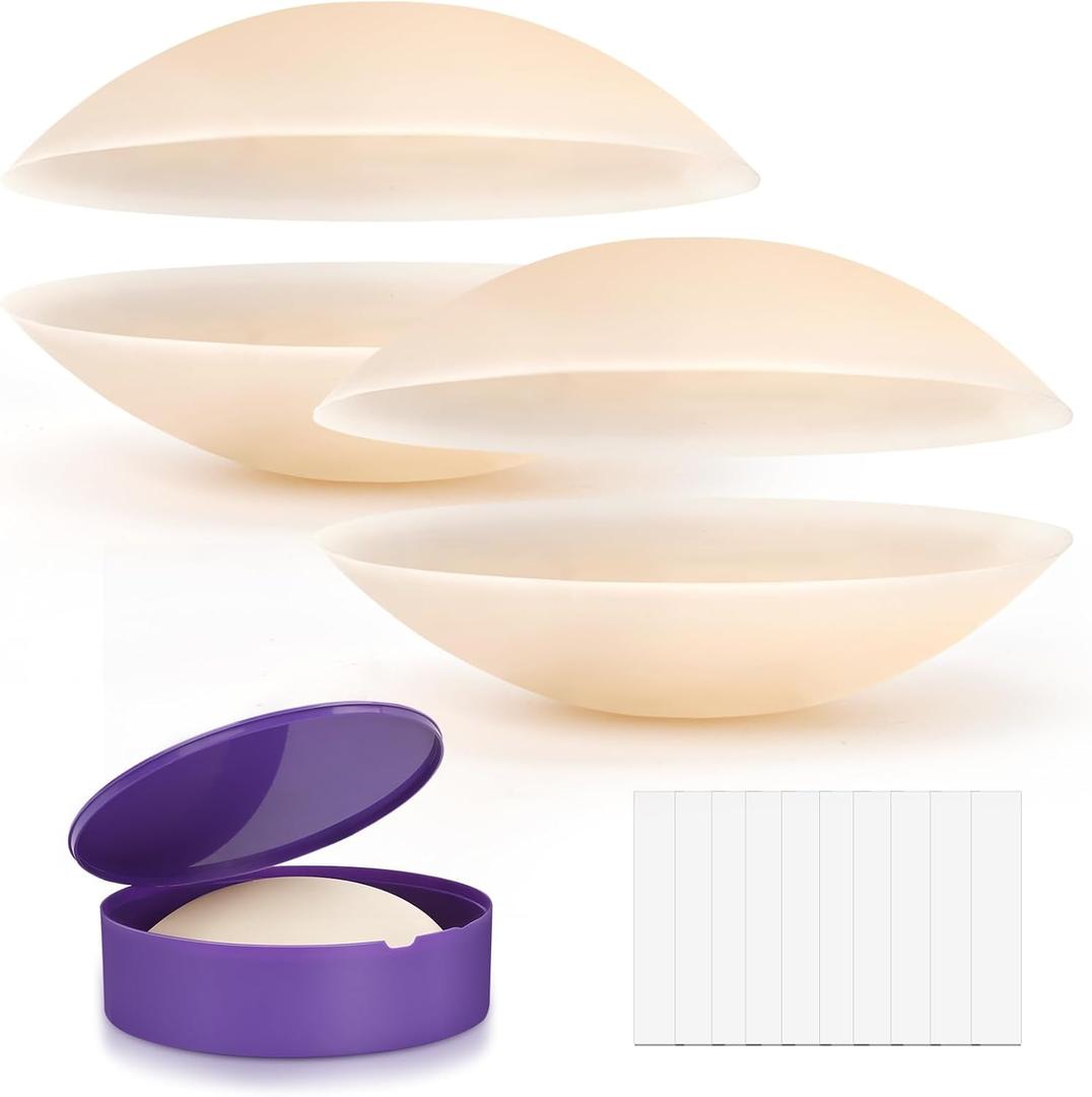 Nipple Covers for Women Reusable Silicone Nipple Covers Waterproof Sticky Pasties with Travel Case (Size 1 (Fits A-B Cups), Crme-2pairs)