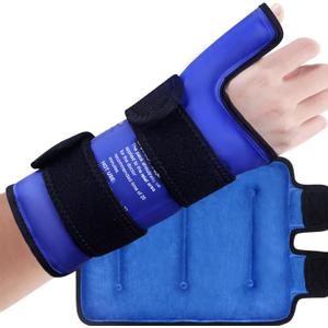 Hilph Wrist Ice Pack Wrap for Thumb & Hand & Arm with Large Extended Coverage, Reusable Carpal Tunnel & Tenosynovitis Ice Pack Hot & Cold Compress for Hand Pain, Arthritis, Swelling, Soft Lining