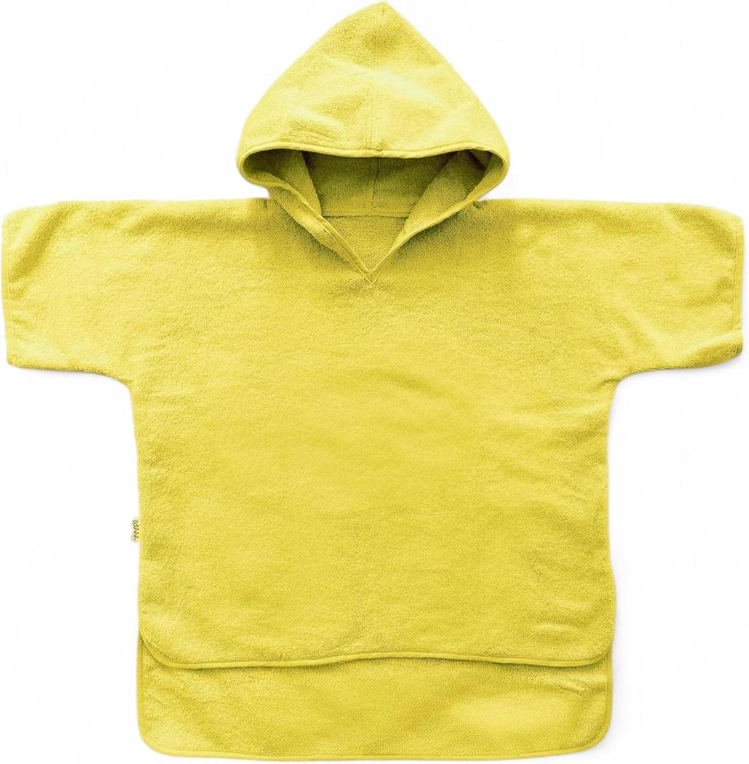 Hooded Poncho Towel for Toddler Boy & Girl - 100% Soft Organic Cotton, Absorbent, Breathable, Lightweight. Ideal for Bath, Pool, Beach 2-3T (Yellow, 2-3T)