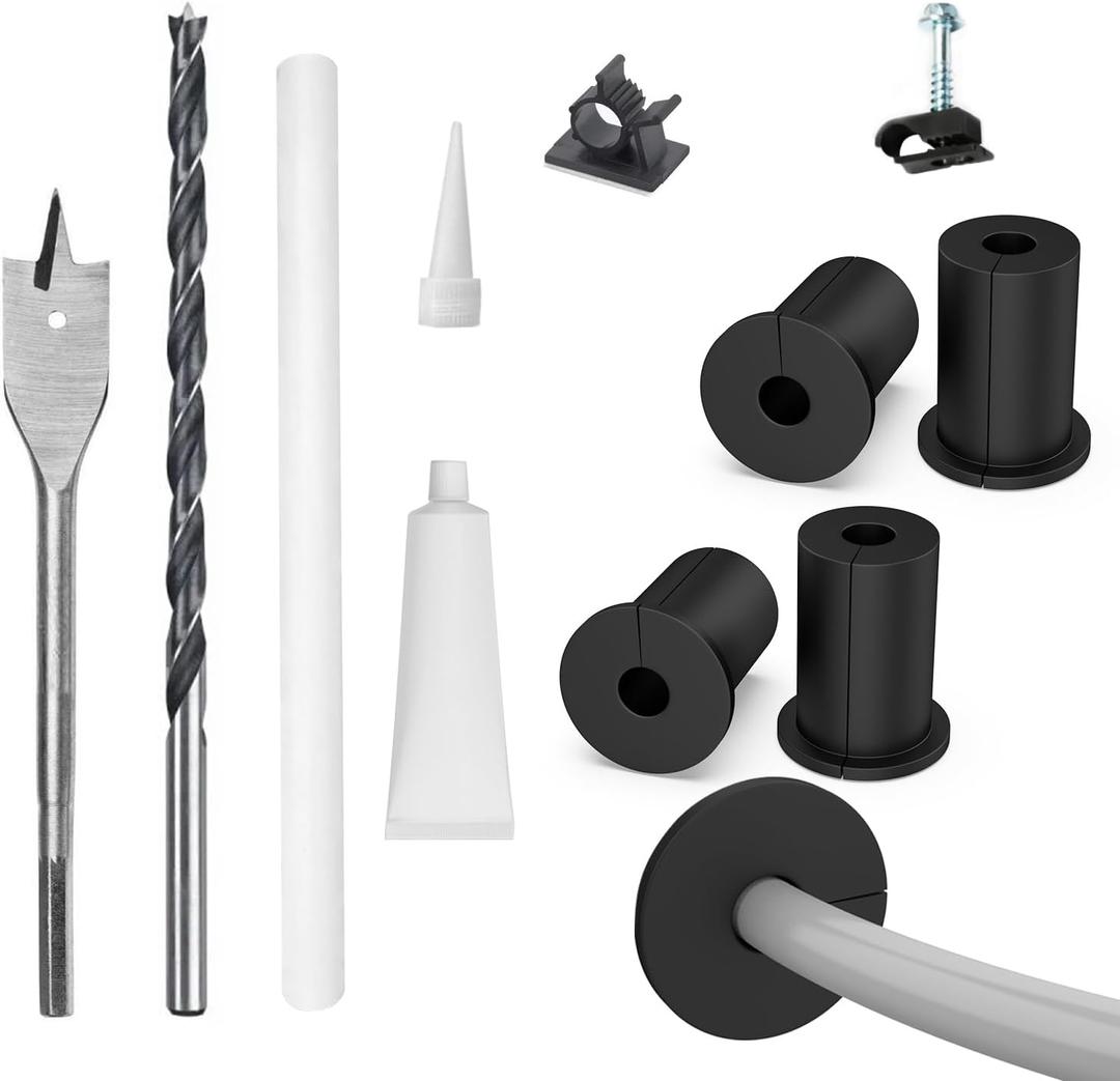 Starlink Cable Routing kit for 3/4inch Wall Hole,4PCS starlink Wall Grommets Accessories for Cables Pass Through mounting kit Including 3/4 Spade Drill bit,Wall Wires cilps and Cable Routing Tool