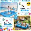 Splash Pad with Basketball Hoop - Shark Inflatable Kiddie Pool for Babies Toddlers, Sprinkler Play Mat for Kids, Outdoor Water Toys for Garden & Backyard, 70.9" x 44.1" x 27.6"