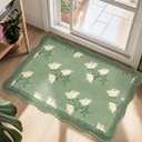 Scalloped Floral Entryway Rug, 2x3 Soft Non-Slip Indoor Door Mat Ultra Thin Washable Kitchen Rugs, Sage Green Vintage Farmhouse Small Low-Pile Throw Rugs for Entrance Bathroom Bedroom