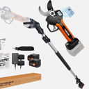 2 In 1 Electric Pruning Shears 40MM, Kebtek Cordless Pruner with Extension Pole 18V Brushless Motor 2Pack 2AH Rechargeable Battery-LCD Display Screen (KT940 Pruner+Pole Set)