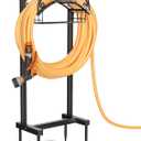 Garden Hose Holder - Upgraded Water Hose Holder Stand with Storage Basket Holds 151ft, Heavy Duty Freestanding Garden Hose Hanger Storage Rack for Outside Yard Lawn Farm