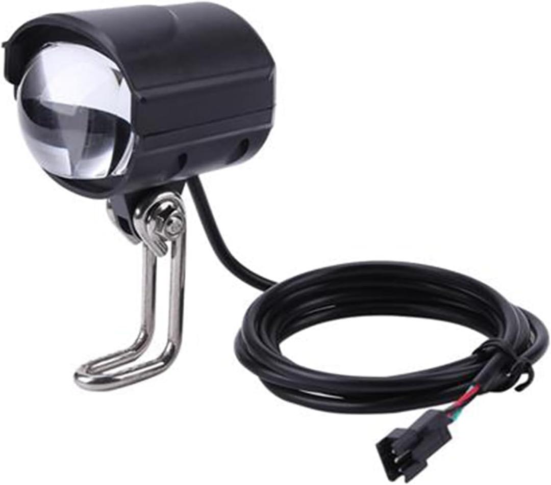 Ebike Headlight, 36V48V Waterproof Electric Bike Front Light, 3 Pin SM Connector with 75100db Loud Horn for Night Riding Ebike Bicycle Scooter Cycling Light LED, Safe & Bright & Easy Installation