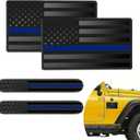 2 x 4PCS 3D Metal American Flag Emblem Decal USA Patriotic Car Sticker Blackout US Flag Badge for Car, Truck, SUV, Motorcycle, Patriotic Car Badges, Bumper, Window, Fender Accessories (Blue)