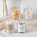 Maxdot 4 Pack Glass Swabs Holder Dispenser Glass Apothecary Jars with Lid for Bathroom Essential Canisters Accessories Vanity Makeup Organizers for Cotton Ball, Swabs, Makeup Sponges, Candy, Jewelry