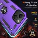 IKAZZ for iPhone 15 Plus Case 6.7 Inch with Screen Protector,Military Grade Shockproof Heavy Duty Protective Phone Cover Pass 16ft Drop Test with Magnetic Kickstand Car Holder,Purple