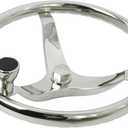Stainless Steel 3 Spoke Boat Steering Wheel 15-1/2" Dia with 5/8"-18 Nut & Turning Knob