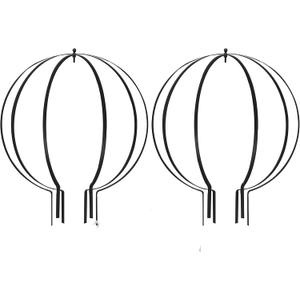 Metal Circle Trellis, Garden Sculpture Globe Topiary for Climbing Plants Outdoor Potted Round Planter Trellis Black Dcor Garden Ornament for Patio Doorway Home Urn Filler-18.5"x14.96", 2Pack