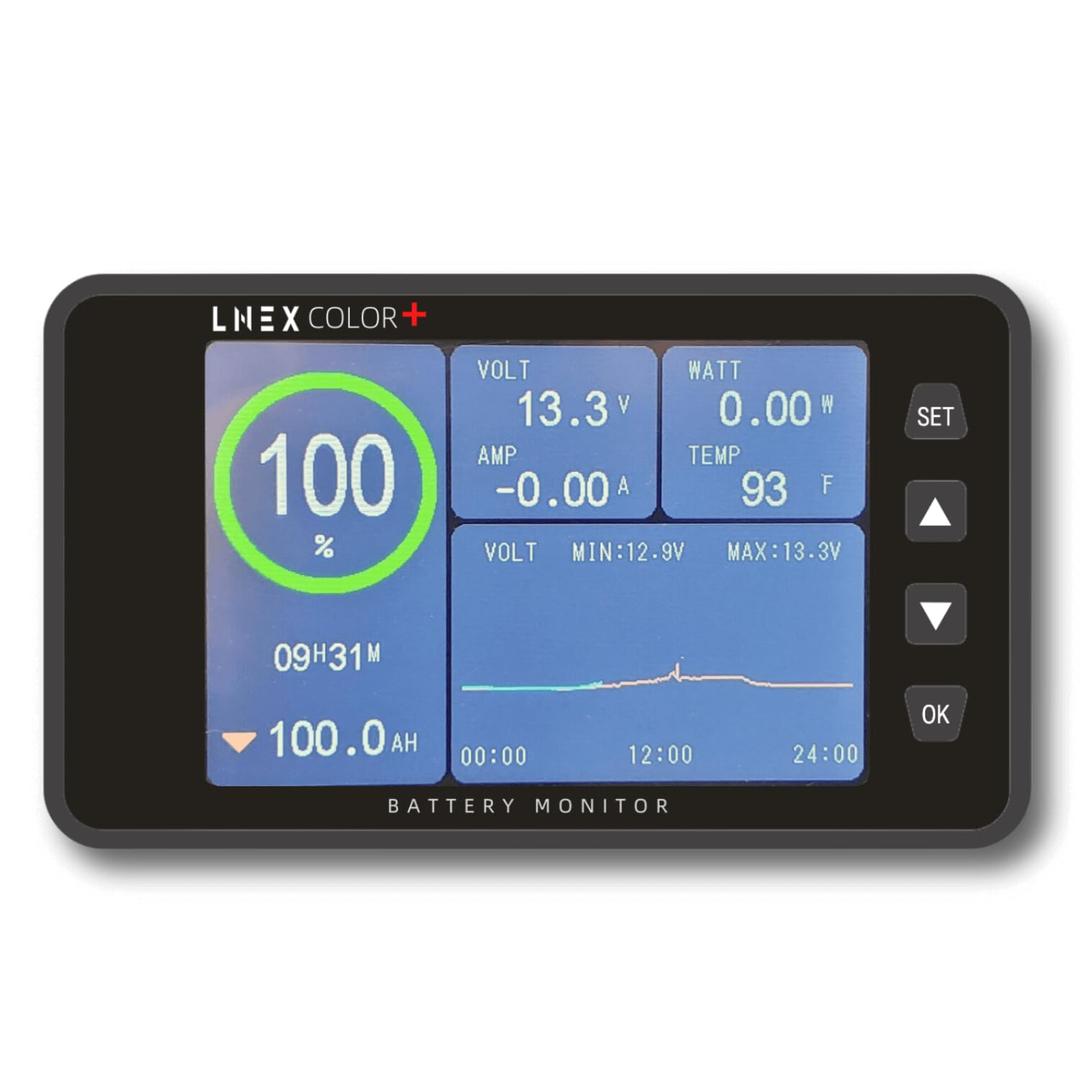 500A Battery Monitor with Shunt, 3.5" Color Screen RV Monitor with 16ft Cable (Black)