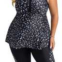 Hanna Nikole Women's Plus Size Tankini Swimsuits Two Piece Bathing Suit Flowy Rash Guard Swimwear with Capris Shorts (Large)