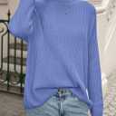 PRETTYGARDEN Womens Spring Sweaters 2026 Casual Chunky Crewneck Long Sleeve Ribbed Knit Oversized Pullover Sweater Tops (Blue, XL)