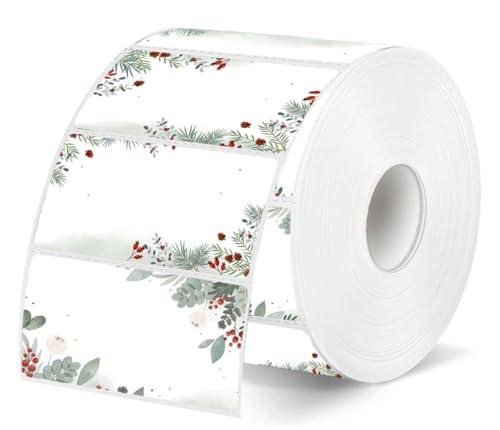 500 Pcs Christmas Themed Direct Thermal Labels,2 x 1.2 Inches Coding Label Stickers Self-Adhesive Thermal Label Printer Decals for Christmas Holiday Happy New Year Party Business,Roll