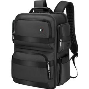 Work Laptop Backpack for Men 17in, USB-C Port Carry On Backpack with Patented Adjustable Straps, TSA Dual Laptop Compartments Backpack Travel, Waterproof Business Backpack for Professional, Tech Black
