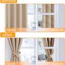 Hiasan Short Blackout Curtains for Bedroom - Thermal Insulated & Energy Saving Window Curtains for Living Room, 2 Drape Panels Sewn with Tiebacks, Beige, 38 x 45 Inch
