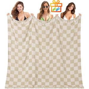Antfuny Giant Beach Towel Blanket Autumn Outing Stuff for Women & Men Road Trip Camping Gear Ship Cruise Gear Must Haves Extra Large XXL Beige Plain PatternAirplane Accessories Travel Gadgets