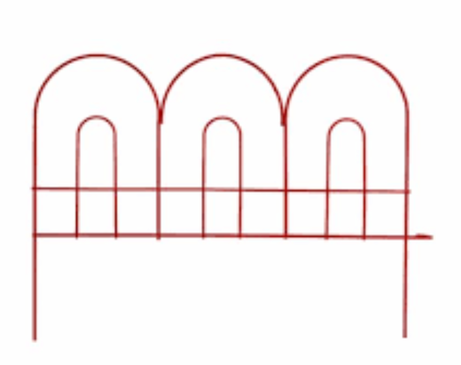 Pan Arch Fence Red 14"×18" 5pcs