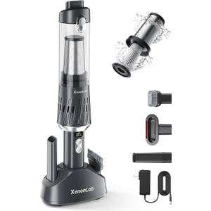 Handheld Vacuum Cordless 25000Pa Car Vacuum 3-in-1 Handheld Vacuum, Includes Smart Display and Charging Base Hand Vac Cordless Rechargeable One-Touch Empty for Home/Pet/Car (White)