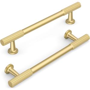 10 Pack 5 Inch(128mm) Kitchen Cabinet Handles Brushed Gold Cabinet Pulls Kitchen Cabinet Hardware Drawer Pulls for Cupboard Wardrobe
