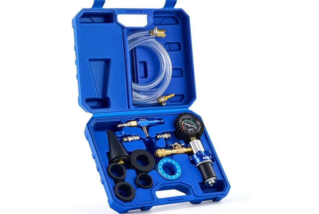 Orion Motor Tech Coolant Vacuum Refill Kit, 13pc Radiator Cooling System Tool Set with Conical Adapter 4 Round Adapters for Leak Detection Cooling Refill, Vacuum Coolant Fill Kit with Splashproof Hose