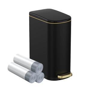 2.6 Gallon Slim Bathroom Trash Can with Soft Close Lid, 10L Stainless Steel Garbage Can with Removable Liner Bucket, for Narrow Spaces,Bathroom, Bedroom (Silver)