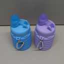 Collapsible Water Bottles Travel water bottle Sports Portable Sport Water Bottle Reusable Water Bottles comes with mountaineering Buckle 500ml silicone Water-proof camping water bottle (Blue+Purple)