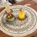 Zjyufy 20 inch Round Placemat with Tassels Table Mat Mandala Dinning Table Mat Washable Heat Resistant Boho Placemat for Kitchen Tea Table Coffee Table