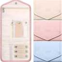 3 Pack Travel Jewelry Organizer Pouch Foldable Jewelry Roll Portable Travel Jewelry Case for Necklaces, Rings, Bracelets, 3 Colors